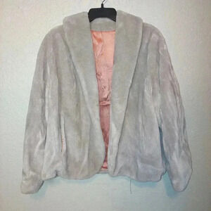 Vintage Ollegro Gray Faux Fur Coat Jacket Size Medium. 